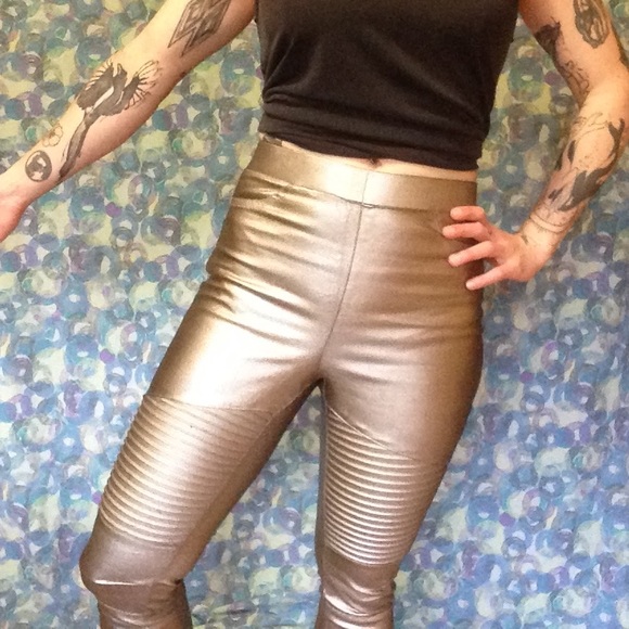 Gold Fashion Nova moto leggings - Picture 1 of 6